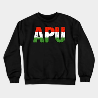 Hungarian Dad Apu Father Apa Hungary Flag Distressed Crewneck Sweatshirt